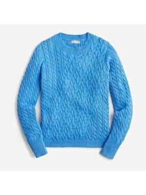 J. CREW Diagonal Cable-Knit Sweater in Blue Size Women's Large